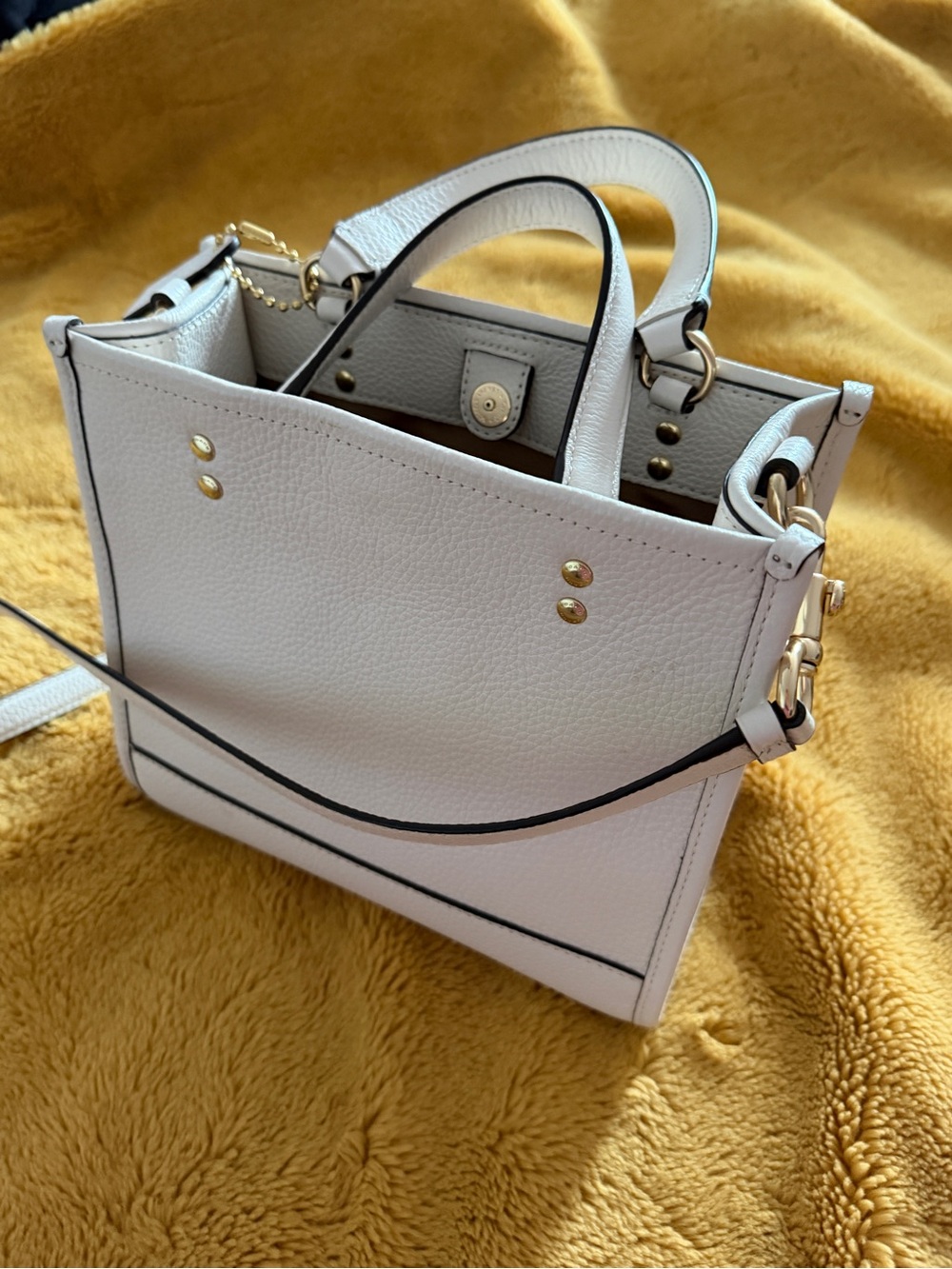 COACH White Pebbled Leather Small Satchel with Top Handles - Picture 7 of 7